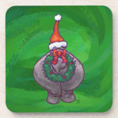 Festlicher Hippo auf Grün Untersetzer (Vorderseite)