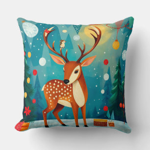 🎄 Festlicher Hirsch Winterglühen ❄️ Verschneiter  Kissen