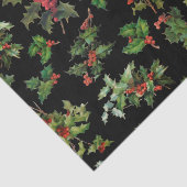 Festlicher Holly-Black-Hintergrund Seidenpapier (Ausschnitt)