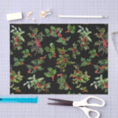 Festlicher Holly-Black-Hintergrund Seidenpapier (Handwerk)