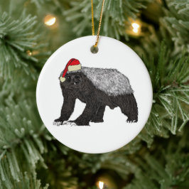 Festlicher Honey Badger Santa Keramik Ornament
