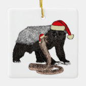 Festlicher Honig Badger verses Snake Funny Badass Keramikornament (Vorderseite)