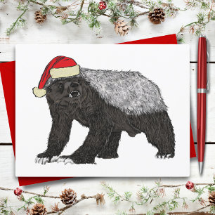 Festlicher Honigdachs-Badass-Santa-lustiges Weihna Postkarte