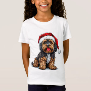 Festlicher Hund mit Weihnachtsmannmütze T-Shirt