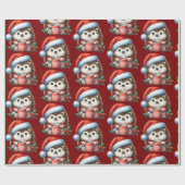 Festlicher Igel, Niedlicher Feiertag, Weihnachten Geschenkpapier (Flach)