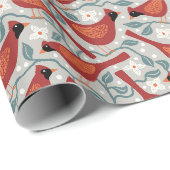 Festlicher Kardinalvogel-Aquarell Geschenkpapier (Rolleneckpunkt)