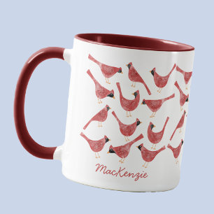 Festlicher Kardinalvogel Wasserfarbe Personalisier Tasse