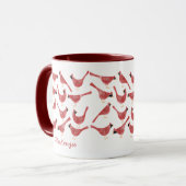 Festlicher Kardinalvogel Wasserfarbe Personalisier Tasse (Vorderseite Links)