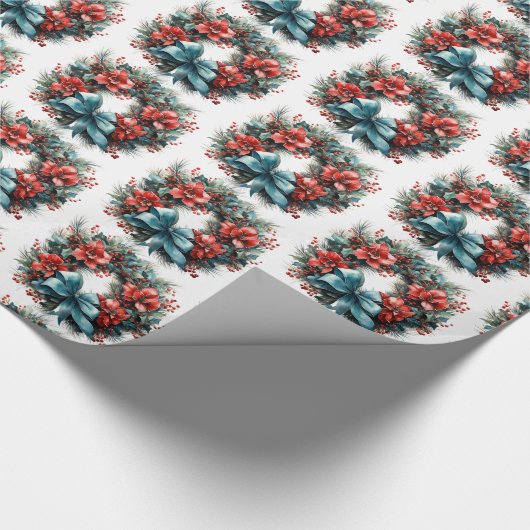 Festlicher Kiefernreath mit Heiligabend Geschenkpapier (Ecke)