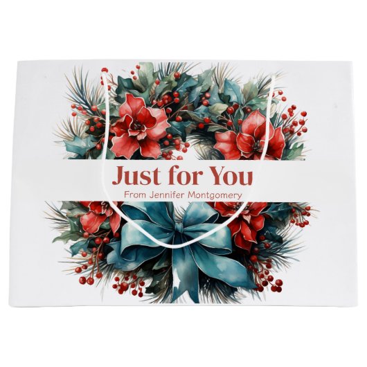 Festlicher Kiefernreath mit Heiligabend Große Geschenktüte (Vorderseite)