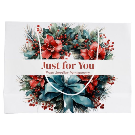 Festlicher Kiefernreath mit Heiligabend Große Geschenktüte (Rückseite)