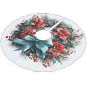 Festlicher Kiefernreath mit Heiligabend Polyester Weihnachtsbaumdecke (Schrägansicht)