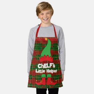Festlicher Koch Elf Little Helper Red Green Tartan Schürze