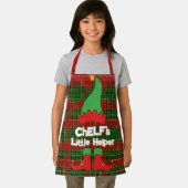 Festlicher Koch Elf Little Helper Red Green Tartan Schürze (Insitu)