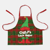 Festlicher Koch Elf Little Helper Red Green Tartan Schürze (Vorderseite)