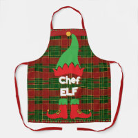 Festlicher Koch Elf Rot und Grüner Tartan