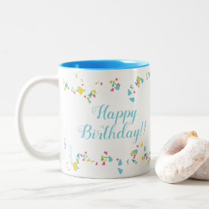 Festlicher Konfetti Alles Gute zum Geburtstag Bech Zweifarbige Tasse