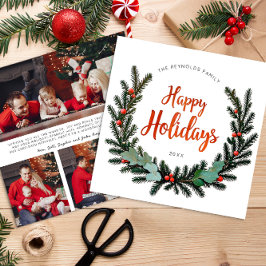 Festlicher Kranz 3 Foto Happy Holidays Card Feiertagskarte