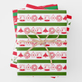 Festlicher Kranz, Ornament, Glocke, Weihnachtsbaum Geschenkpapier Set (Beispiel)