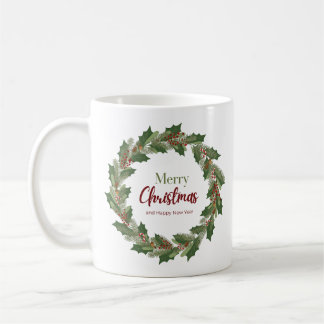 Festlicher Kranz und Schrift | Frohe Weihnachten T Kaffeetasse