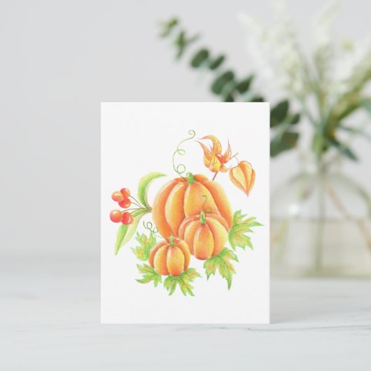 Festlicher Kürbisstrauch Postkarte (Stehend Vorderseite)