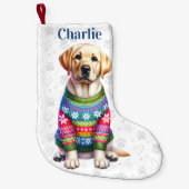 Festlicher Labrador Retriever Puppy Dog Gelbe Labr Kleiner Weihnachtsstrumpf (Vorderseite)