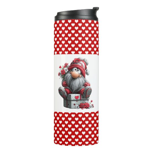 Festlicher Liebesboten-Gnom Thermosbecher (Nach links gedreht)