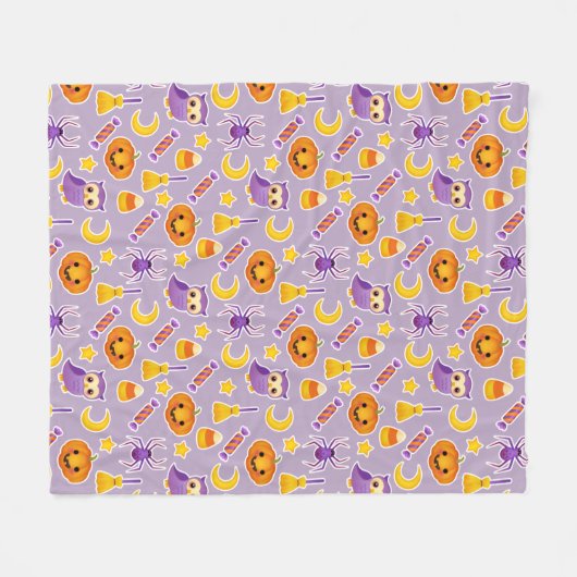 Festlicher lila gemusterter Entwurf Halloweens Fleecedecke (Vorderseite (Horizontal))