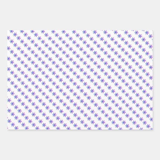 Festlicher Lila Schneeflocken Weihnachtsbaum Geschenkpapier Set (Vorderseite 3)