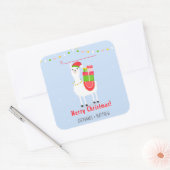 Festlicher Llama Weihnachtsaufkleber Quadratischer Aufkleber (Umschlag)