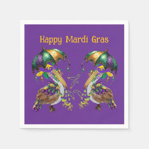 Festlicher Louisiana-Pelikan-Mardi-Gras Serviette
