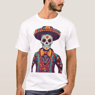 Festlicher Mariachi Skeleton - Tag der Toten T-Shirt