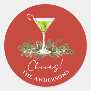 Festlicher Martini Candy Cane Cocktail Roter Prost Runder Aufkleber