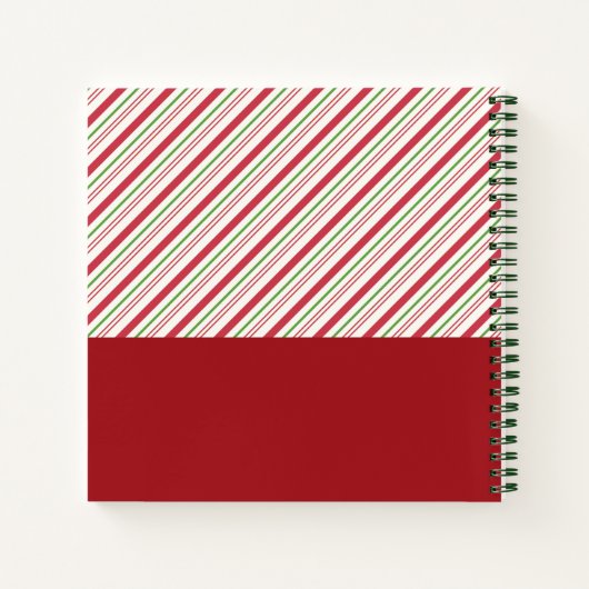 Festlicher Mops in Roter Weihnachtsmannmütze mit W Notizbuch (Rückseite)