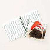 Festlicher Mops in Roter Weihnachtsmannmütze mit W Notizbuch (Innenseite)