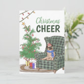 Festlicher Mops Weihnachtsschrei wünscht Weihnacht Dankeskarte (Stehend Vorderseite)