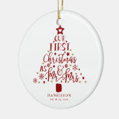 Festlicher Mr. und Mrs. Newly Weds Weihnachtsbaum Keramik Ornament (Links)