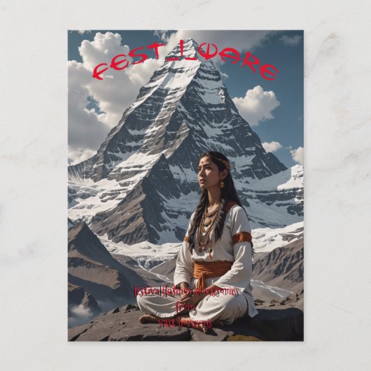 Festlicher Ohrring Postkarte Monte Kailash Meditat (Vorderseite)