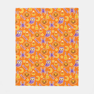 Festlicher orange gemusterter Entwurf Halloweens Fleecedecke