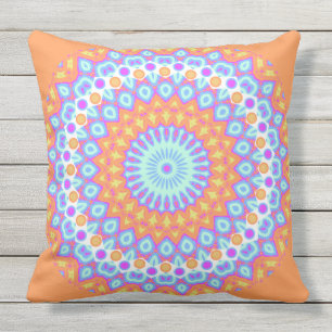 Festlicher orange rosa Mandala-Entwurf 2 Kissen Für Draußen