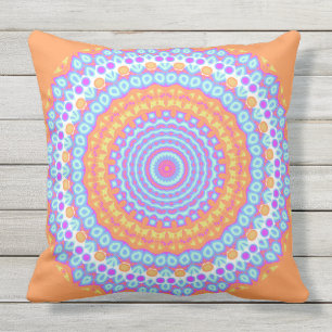 Festlicher orange rosa Mandala-Entwurf 4 Kissen Für Draußen