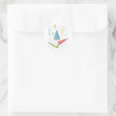 Festlicher Party-Hut mit Noisemakern Runder Aufkleber (Tasche)