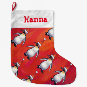 Festlicher Penguin in einem Großer Weihnachtsstrumpf