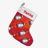 Festlicher Penguin in einem Großer Weihnachtsstrumpf (Vorderansicht (hängend))