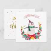 Festlicher Penguin Weihnachtskranz Feiertagskarte (Vorne/Hinten)