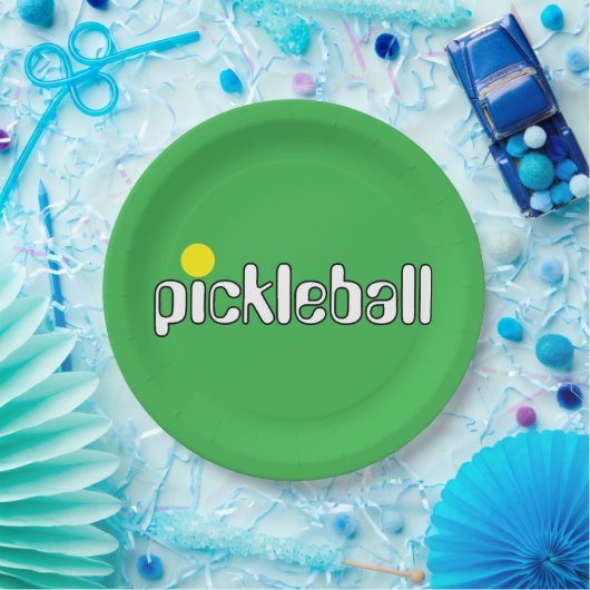 Festlicher PICKLEBALL Text hell Grüner Hintergrund Pappteller (Party)