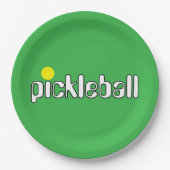 Festlicher PICKLEBALL Text hell Grüner Hintergrund Pappteller (Vorderseite)