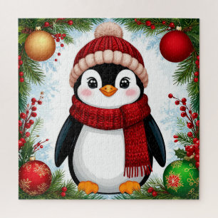 Festlicher Pinguin, dekoriert mit Weihnachtsdekora Puzzle