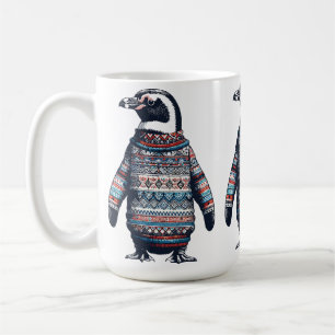 Festlicher Pinguin in einem bunten Pullover Kaffeetasse