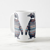 Festlicher Pinguin in einem farbenfrohen Pullover Kaffeetasse (Vorderseite Links)